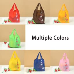 Foldable Shopping Bag Convenient Carry Bag Reusable Storage Pocket Bag Strawberry Handbag