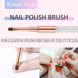 Nail Cleaning Brushes Round Angled Head Acetone Resistant Nail Art Clean Brushes for Polish Cuticles Remover Manicure Clean Up