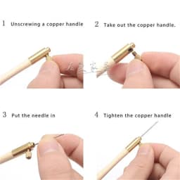 Embroidery Needle Tambour Crochet Hook Luneville Hook Handle with 3 Needles Set S Couture Luneville Glitter Bead Embroidery Tool