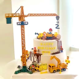 Engineering Construction Cake Topper 0-9 Birthday Party Tractor Truck Cake Decor Kids One Year 1st Birthday Boy Baby Shower Cake