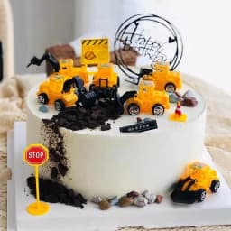 Engineering Construction Cake Topper 0-9 Birthday Party Tractor Truck Cake Decor Kids One Year 1st Birthday Boy Baby Shower Cake