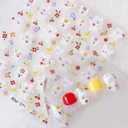 Cute Cartoon Nail Art Stickers, Bear Rabbit Flowers Panda Designs, Adhesive Decals for Nails Manicure Decoration
