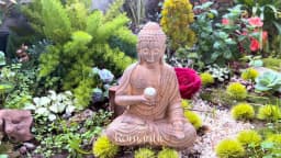 Resin Solar Buddha Statue Sculpture Garden Decor Light Zen Asian Japanese Garden Decoration Outdoor Front Porch Patio Yard Home