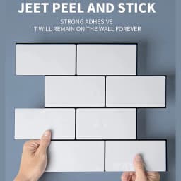 10 Sheets Big Tiles Peel and Stick Wall Stickers Brick Vinyl Wallpaper Waterproof Kitchen Bathroom Backsplash Home Decor