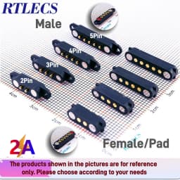 1/3/5 Pair Spring Loaded Male Female 2.54 MM Pitch 2P 3 4 5 6 7 8 9 Pole Through Holes PCB BTB Connector 2A DC Magnetic Pogo Pin