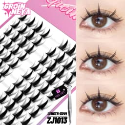 GROINNEYA Cluster Lashes Natural Eyelash extension Volume Individual Lashes Mixed Tray Lashes Cluster Natural DIY Eyelashes