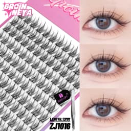 GROINNEYA Cluster Lashes Natural Eyelash extension Volume Individual Lashes Mixed Tray Lashes Cluster Natural DIY Eyelashes