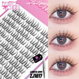 GROINNEYA Cluster Lashes Natural Eyelash extension Volume Individual Lashes Mixed Tray Lashes Cluster Natural DIY Eyelashes