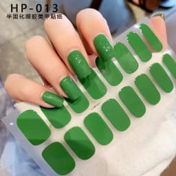 2024# New Semi-Cured Gel Nail Stickers Long-Lasting Solid Color Nail Strips UV Lamp Cured Manicure Gel Decal 16Tips