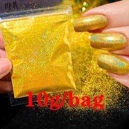 10g/50g 0.2mm Nail Art Laser Chrome Glitter Powder Sparkly Holographic Nail Pigment for Nail Gel Polish Reflective Laser Glitter