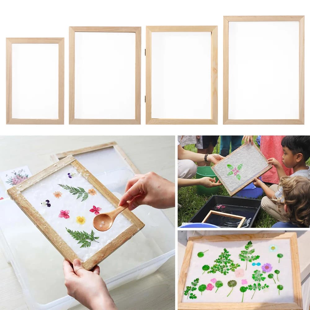 New Multi-size Paper Making Mould Frame DIY Papermaking Paper Making Screen Learning Wood Handcraft Gift Wooden Mesh Mold