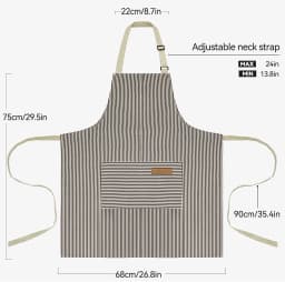 White Black Striped Man Woman Home Restaurant Kitchen Baking Nail Bib Oil Repellent Work Apron 2 Pockets Adjustable Clean Apron