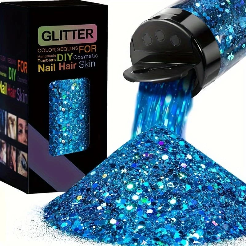 Holographic Chunky Glitter Sequins, 50g, Mixed Size Laser Sparkle Flakes For DIY Nail Hair Skin,Music Festival