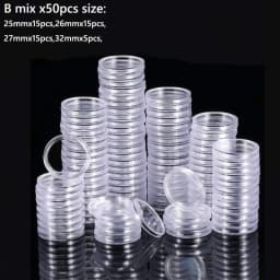 10/100p 21-46mm Transparent Plastic COINN Holder COINN Collecting Box Case for COINN Storage Capsules Protection Boxes Container