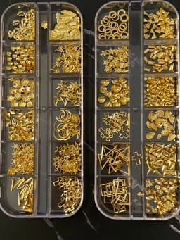 12Grids Moon Star Nails Gold Metallic Nail Sequins Charms 3D Nail Art Tips Decoration 3D Metal Moon Star Sun Bead Rivet Nail Je