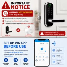Smart Fingerprint Door Lock App Remote Control Keyless WIFI Digital Touchscreen Lock NFC IP67 Waterproof with 2 IC Cards