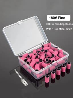 100Pcs Sanding Bands With 1Pcs Metal Shaft Set Nail Drill Bits For Remove Nail Polish Gel Dead Skin Calluses Cutter Drill Bit