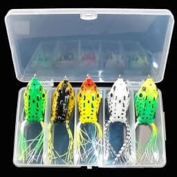Aorace 5Pcs 6G 13G Frog Soft Lure Tube Bait Plastic Fishing Lure with Fishing Hooks Topwater Ray Frog Artificial 3D Eyes