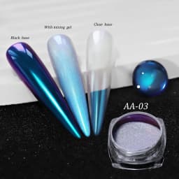 6 Colors Chrome Laser Nail Powder Holographic Mirror Glitter Pigment Silver/Gold Rub Dust Nail Gel Polish Supplies Chrome Powder