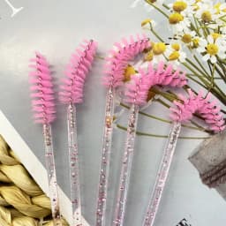 500Pcs Crystal Eyelash Makeup Brush Diamond Handle Mascara Wands Eyelash Extension Tool Disposable Spoolie Wands for Mascara