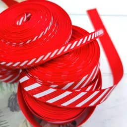Diagonal Striped Thread Ribbon, 10 Yards Carnival Gift Box Packaging Ribbon for Holiday Scene Christmas Decoration