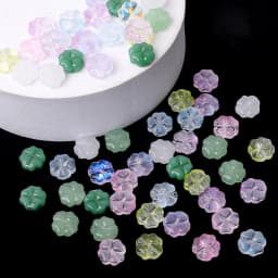 About20Pcs Glass Four Leaf Flower Beads Scattered Beads Handmade DIY Making Couple Bracelets, Necklaces, Earrings, Jewelry Acces