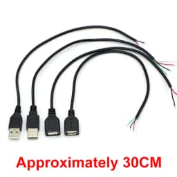 1/5/10pcs 30cm Power Supply Cable 2 Pin USB 2.0 A Female Male 4 Pin Wire Jack Charger Charging Cord Extension Connector DIY 5V