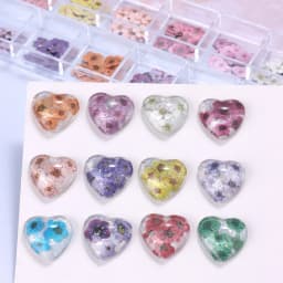 12 Grids 3D Colorful Flower Ultra-thin Resin Filling Wood Pulp Slice Small Daisy Nail Decals DIY Manicure Decoration Accessories