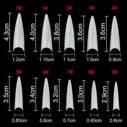1Bag(600Pcs)Natural Stiletto Practice Nail Tips 10Size Half Cover Fake Acrylic Tip UV Gel Extension Press On Nails Manicure Tool