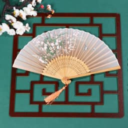 Retro Flower Pattern Home Decoration Elegent Bamboo Folding Fan Chinese Style Painting Handheld Fan Dance Performance Props
