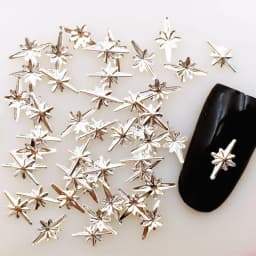 1000PCs Gold Silver Cross Star Rivet Thin 3D Metal Japan Korea Nail Art Decoration DIY Nail Manicure Accessory Patch Charm