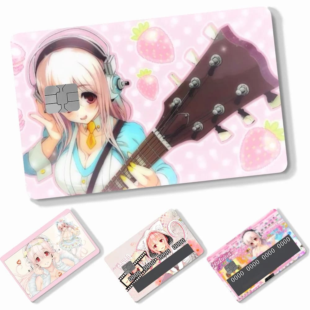 1PC Idol SUPER SONICO Card Stickers 4pcs PVC Credit Card Skin Stickers Removable Self-adhesive Protective Film
