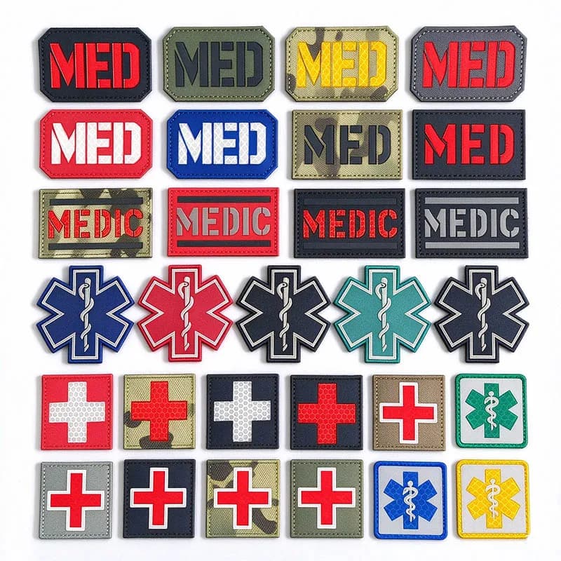 IR Reflective Emergency Rescue Life Star Medic Cross MED First Aid Morale Badge Tactical Patch Hook & Loop For Backpack Applique