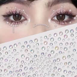 1Pcs Silver-White Glitter 3D Rhinestones Face Stickers 3/4/5/6mm Round Diamond Body Jewels Makeup Stickers For Eye Face Decorati