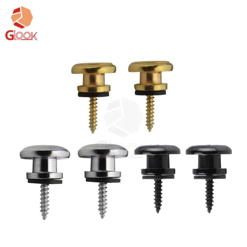 Mushroom Head Guitar Strap Buckle Bass Button Acoustic Electric Guitar Strap Staples Tail Clips - Set of 6