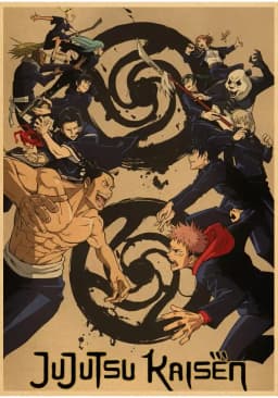 Vintage Anime Jujutsu Kaisen Gojo Satoru Kraft Paper Poster Wall Art for Study Living Room Decor Unique Home Decoration Pictur