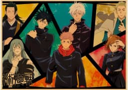 Vintage Anime Jujutsu Kaisen Gojo Satoru Kraft Paper Poster Wall Art for Study Living Room Decor Unique Home Decoration Pictur