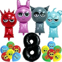 Sprunki Birthday Party Decoration Incredibox Latex Aluminum Foil Balloon For Kids Event Supplies Banner Disposable Tableware
