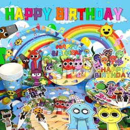 Sprunki Birthday Party Decoration Incredibox Latex Aluminum Foil Balloon For Kids Event Supplies Banner Disposable Tableware