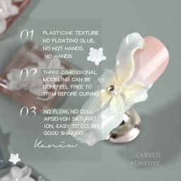 5ml 3D Flower Gel Non-Stick Carving Glue Pearl White Satin Nail Art DIY Sculpting Gel for Manicure Extension Salon Use