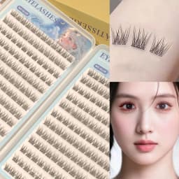 288 Clusters of Self-Adhesive False Eyelashes - C Curl, 12mm Fish Tail Design, Natural Cross Style, Glue Free False Eyelashes