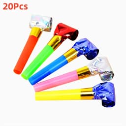 20Pcs Musical Blow Outs Balloon Mixed Glitter Fringed Metallic Noisemaker Kids Cute Blowouts Whistles for Halloween Xmas Party