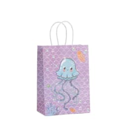 12/24Pcs Ocean Themed Gift Bag With Handle Mermaid Kid Birthday Favor Portable Packaging Shopping Bag Baby Shower Party Supplies