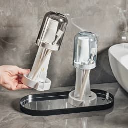 Toothbrush Holder with Dust Cover, Drainage Design, Plastic Multifunctional Bathroom Toothbrush and Cup Organizer