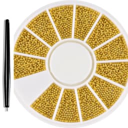 12 Grids Gold Mixed Size Stainless Steel Metal Bead Nail Art Decoration 3D Mini Small Caviar Ball Silver Charm Pearl Manicure &*