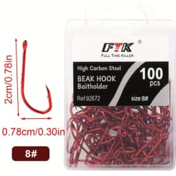 FTK Red Fishing Hooks Sea Barbed Fishing Lures Shank Beak Live BaitHolder Carp Fishing Jig Worm Hooks Accessories Tackle
