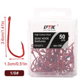 FTK Red Fishing Hooks Sea Barbed Fishing Lures Shank Beak Live BaitHolder Carp Fishing Jig Worm Hooks Accessories Tackle