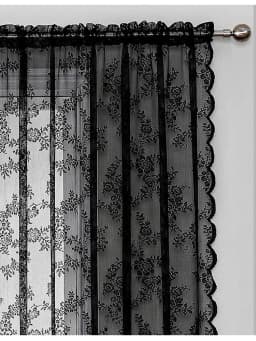 Black Floral Lace Curtains with Retro Style for Living Rooms, Bedrooms, and Party Decorations