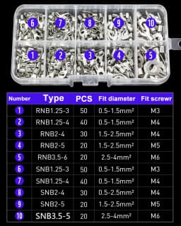 Copper Ring Fork Terminals Kit Non-Insulated Electrical O/Y Type Brass Terminal Assortment Set Cable Wire Connector Crimp Spade