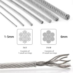 Steel Wire Rope Transparent Color PVC Plastic Coating 1.0-6mm 304 Stainless Cable Used For Clotheslines 5M/10M/20M/50M/100M
